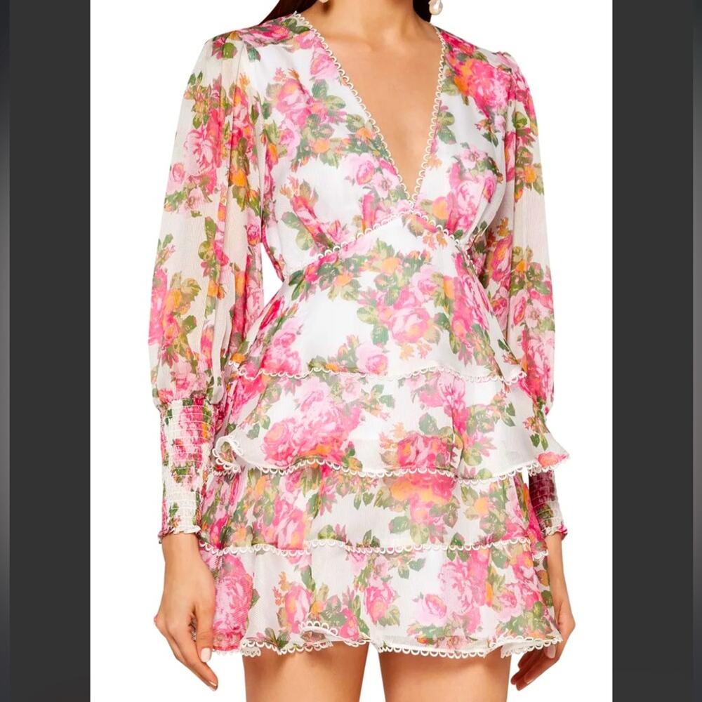 Keepsake the Label Oblivion Floral Tiered Mini Dress Size XS